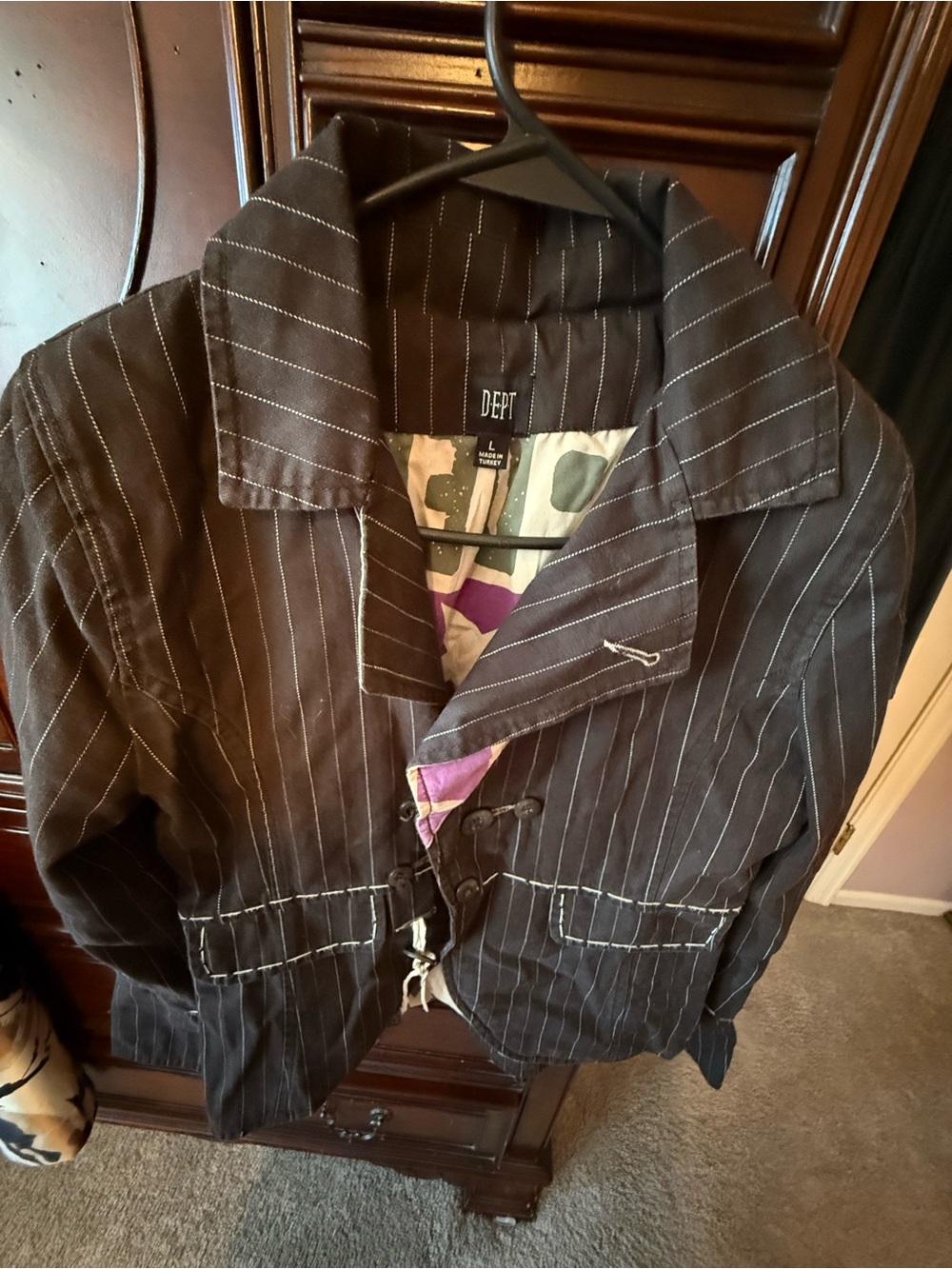 Dept. Women's Brown Pinstripe Blazer size L